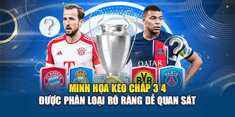 Minh họa kèo chấp 3 4 được phân loại rõ ràng dễ quan sát